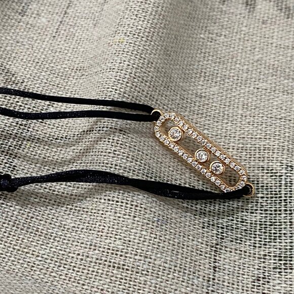 Messika Black Bracelet With Diamond Pendant - Picture 5 of 6